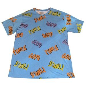 4th Dimension "Good Times" All Over Graphic Tee Blue Men's XL Streetwear